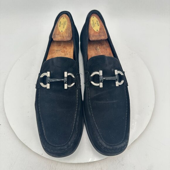 Salvatore Ferragamo Other - Salvatore Ferragamo Men Size 10D Black Suede Slip On Horsebit Loafer Dress Shoes